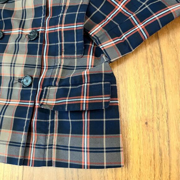 Tommy Hilfiger Plaid Jacket Size M Blazer Peacoat Double Breasted Lightweight - Picture 6 of 14